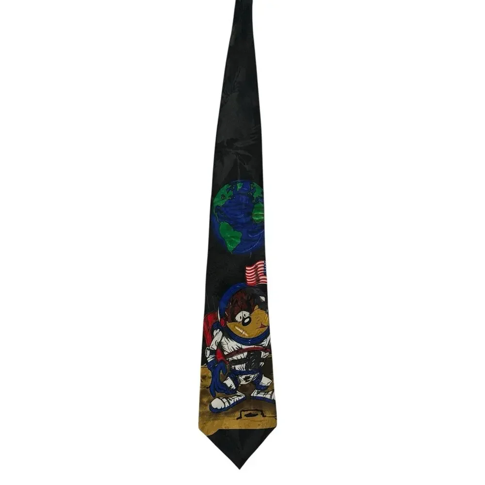 Looney Tunes Mania Taz Astronaut Outer Space Moon Novelty Necktie Vintage 1997